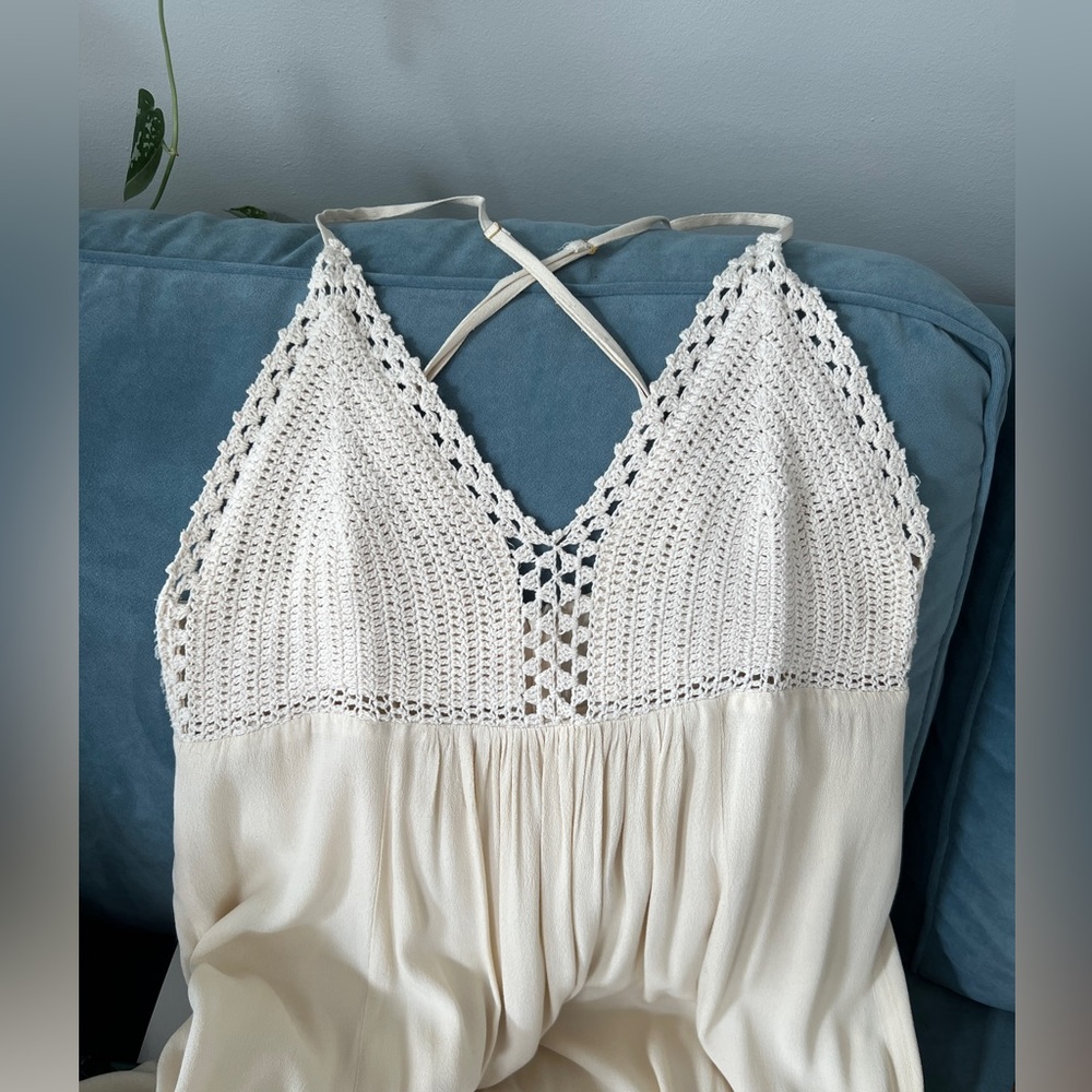 Crochet top maxi Lulu’s dress, cream, size large